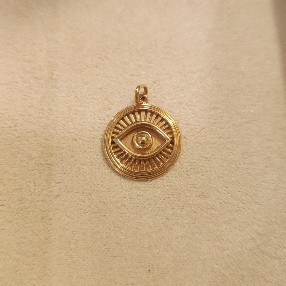 Mejuri 14K Solid Gold Evil Eye Pendant (Discontinued)